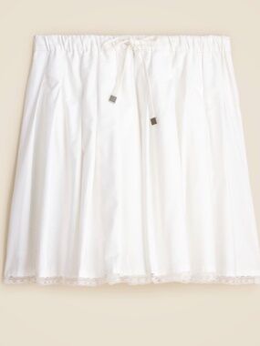 J. CREW Pleated tie-waist mini skirt in white, Size XS, NWOT